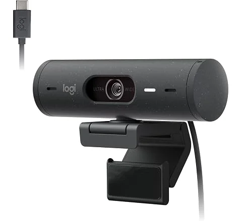 Webcam Full HD Logitech Brio 500, Câmera para PC com Microfones Duplos, Privacidade Integrada, RightLight 4 e Enquadramento…