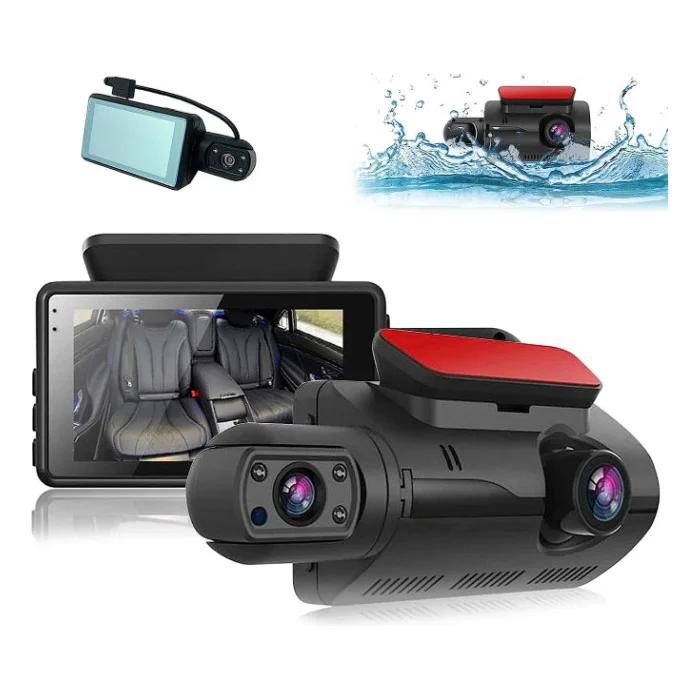 Câmera De Video Veicular 2 Lentes Carro 1080p Dvr Microfone