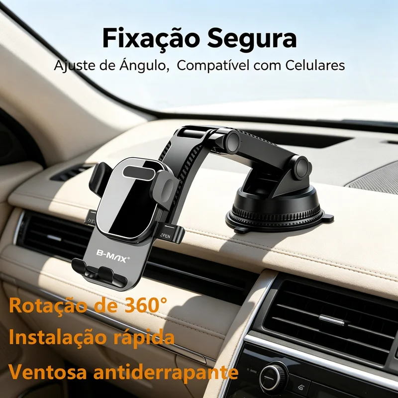 Suporte de Celular Veicular Automotivo para Carro Painel Para-brisa 360° Universal Ajustável