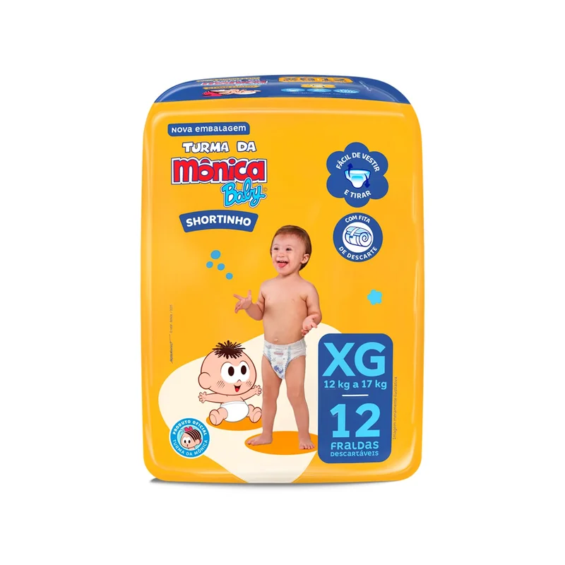 Fralda Turma da Mônica Baby Shortinho Jumbinho XG 12 Unidades