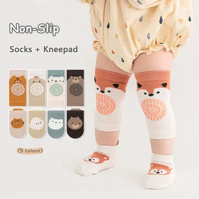 Kit Ate 3 Pares de Joelheira Protero Joelho Infantil Antiderrapante para Bebê Engatinhar Segurança
