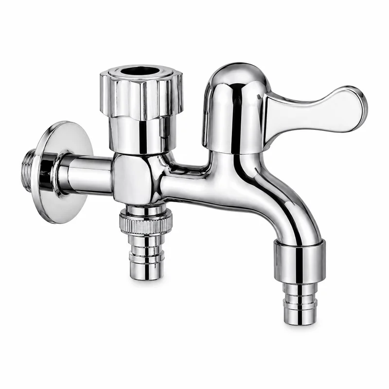 Torneira Cromada Metal 1/4 De Volta para Tanque e Jardim com Duas Saídas – Ideal para Lavanderia, Máquina de Lavar e Mangueira, resistente e durável com acabamento sofisticado