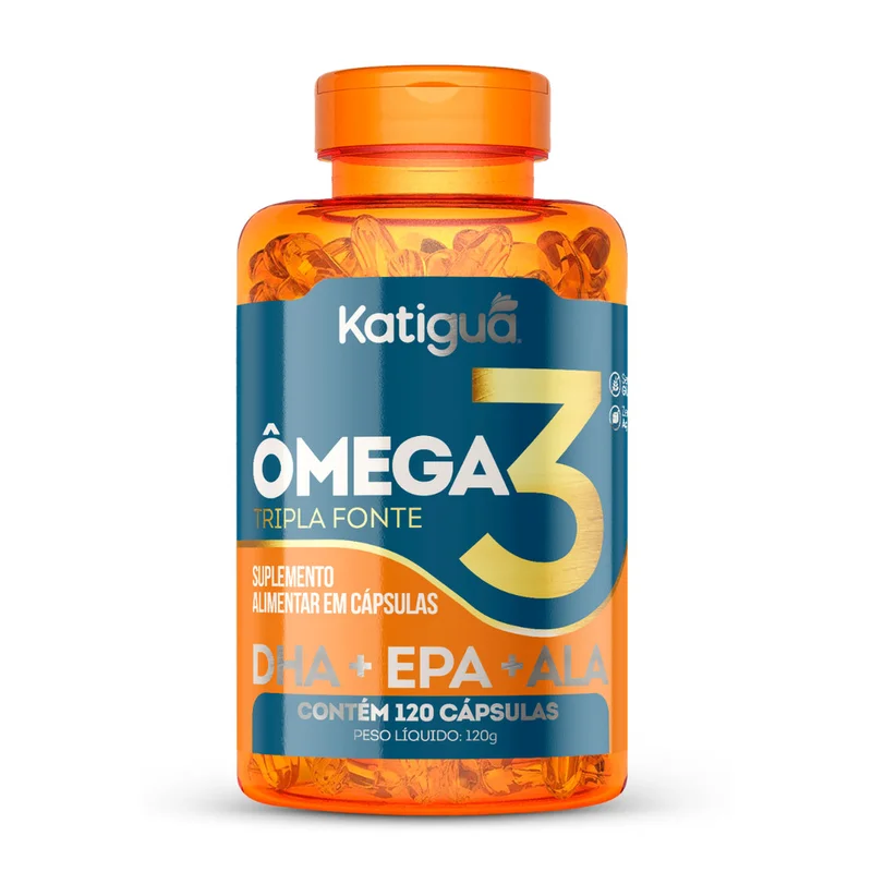 ÔMEGA 3 Tripla Fonte 1000mg Katiguá 120cápsulas ou 60cápsulas Óleo de Peixe 100% Puro Premium