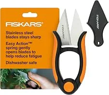 Tesouras de jardim Fiskars Herb, tesouras de jardim de 12,7 cm, tesouras de ervas portáteis com bainha e alça macia, pode ser lavada na lava-louças