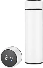 Garrafa Térmica com Visor de Temperatura, garrafa de Inox, garrafa de 500ml, garrafa de agua com Isolamento Térmico, com parede dupla, Portátil, Chá e Bebidas Quentes ou Frias, inoxidavel (branco)