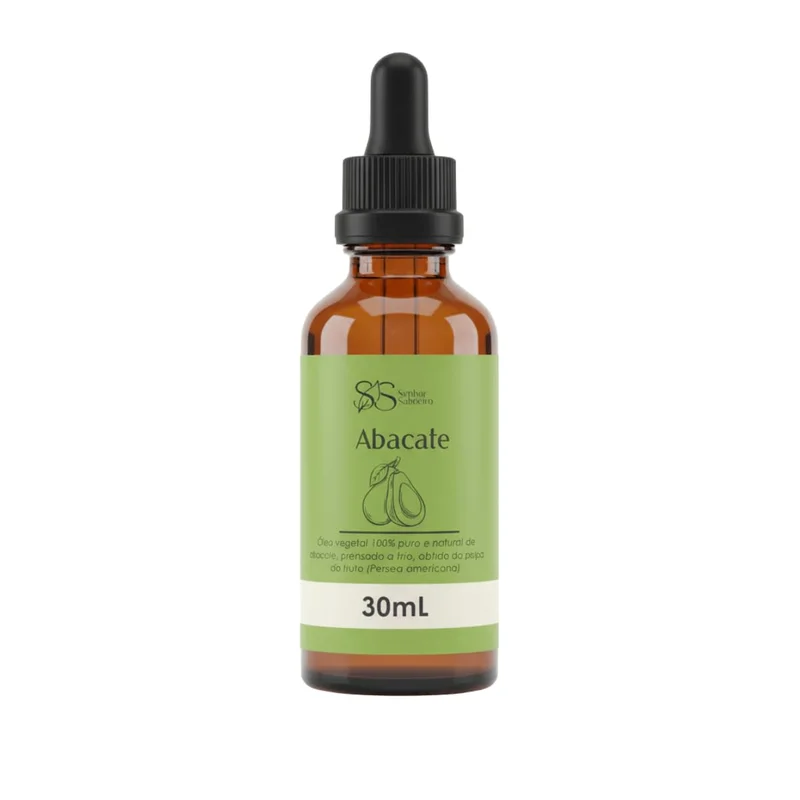 Óleo Vegetal Corporal 100% Puro Original p/Uso Cosmético Capilar Pele Facial Hidratante Clareador Reduz Estrias Celulites - 30 mL (Abacate)