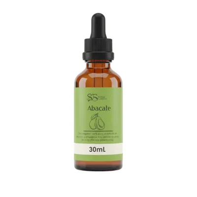Óleo Vegetal Corporal 100% Puro Original p/Uso Cosmético Capilar Pele Facial Hidratante Clareador Reduz Estrias Celulites - 30 mL (Abacate)