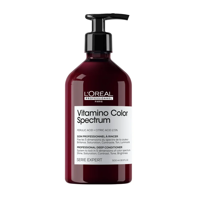 L'Oréal Professionnel, Condicionador Profundo, Vitamino Color Spectrum, para cabelos coloridos, cabelos macios, suaves & fortes, brilho espelhado ultra intenso, cores ricas & vibrantes, 500ml