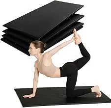 Colchonete de Exercícios Colchonete de Espuma Alta Densidade 3cm | 90x50cm | Impermeável, Dobrável e Resistente | Treino Funcional, Pilates, Yoga, Fitness em Casa ou Academia Tapete Fitness Compacto e Portátil (Preto)