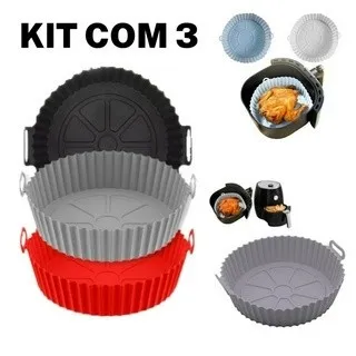 1/2/3 Forma De Silicone Para Air Fryer Forno Microondas Fritadeira Assadeira Reutilizável Antiaderente Flexível