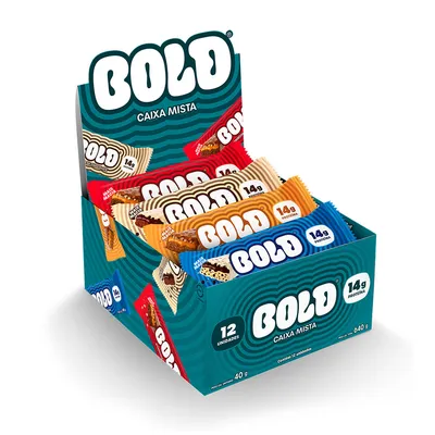Barra de Proteína BOLD - 14g de Proteína - Caixa Mista com 12 Unidades | 4 Sabores