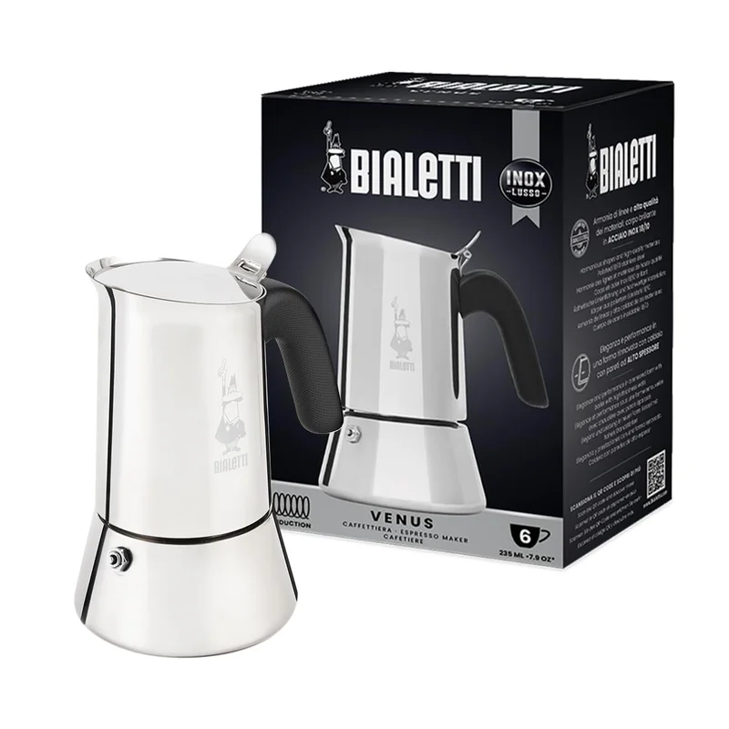 Cafeteira Bialetti Venus, aço inoxidável, 6 xícaras, prateada