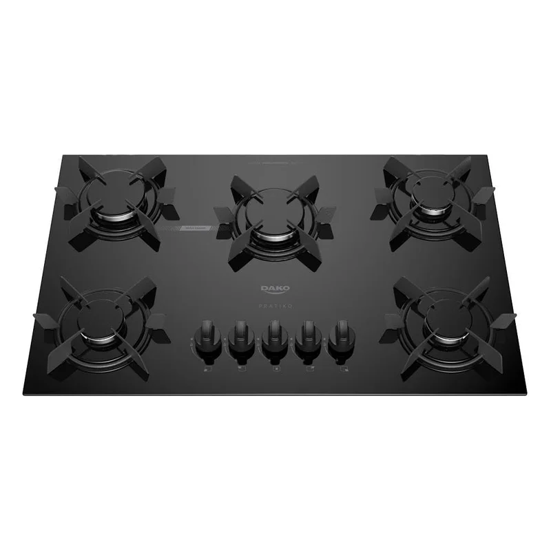 Cooktop 5 Bocas a Gás Dako Pratiko com Acendimento Automático e Mega Chama Preto Bivolt