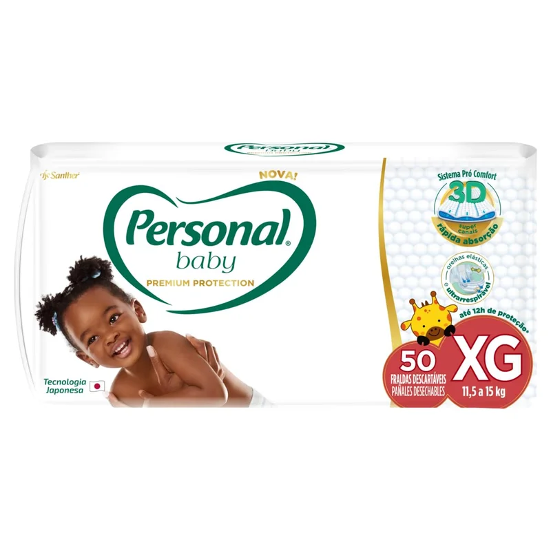Personal Fralda Baby Premium Protection Extra Grande, 50 unidades