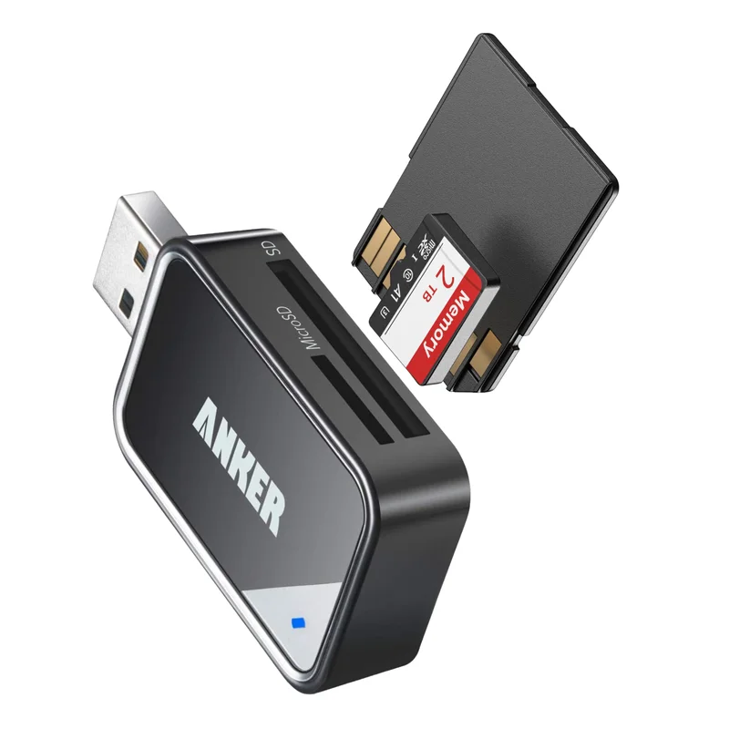 Anker Leitor de Cartão SD USB 3.0, Leitor de Cartões 2 em 1 USB-A para SD/Micro SD, Alta Velocidade 5Gbps, Compatível com SDXC, SDHC, MMC, UHS-I, para PC, Notebook e Laptop(USB-A)