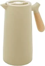 WOLFF - Garrafa Térmica de Plástico com Cabo de Madeira Nórdica 1L Menta - Mesa Posta - Itens Para Casa - Utensílios de Cozinha - Perfeita Para Café e Chá