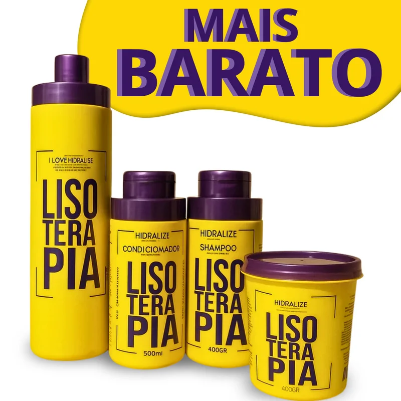 Kit Progressiva Lisoterapia Sem Formol Shampoo Condicionador Máscara Reconstrutora 4 em 1