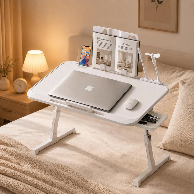 Mesa para Notebook, Ajuste de Altura e Ângulo, 60x40CM, Portátil e Dobrável Mesa para Cama, Sofá e Escritório