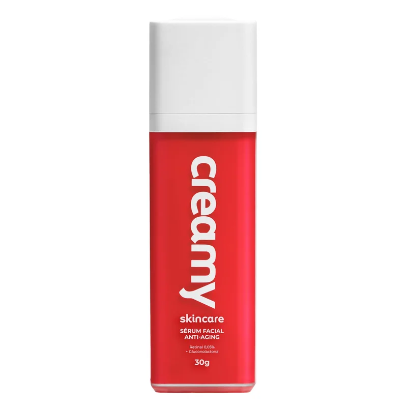 Creamy Skincare Sérum Facial Retinal 30g | Melhora Rugas, Reduz Poros Dilatados, Controla Brilho, Promove Firmeza, Uniformiza Tom | Todos os Tipos de Pele, Noturno