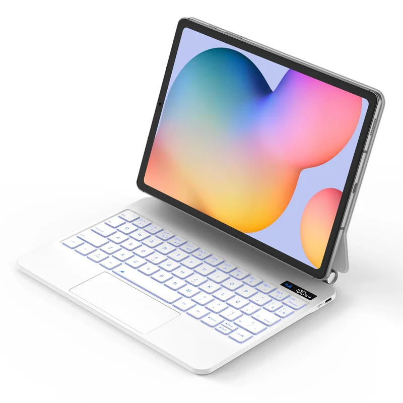 BETTDOW Capa com Teclado e Trackpad para Samsung Galaxy Tab S6 Lite 10.4" Polegadas, Capa com teclado Bluetooth sem fio destacável magneticamente,com LCD Display (Branco)