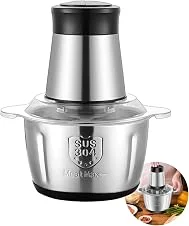 Processador de Alimentos Elétrico Inox 2L Triturador de Legumes Carnes Temperos com Laminas 2 Velocidades Ideal para Cozinha Rápida Multifuncional 1200W (220, Volts)