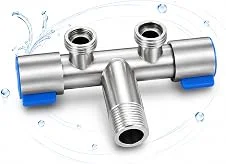 Válvula Dupla para Torneira com 2 Registros Independentes em Metal, Divisor de Água com 2 Saídas Rosqueadas para Máquina de Lavar, Filtro, Mangueira e Jardim, Adaptador Resistente