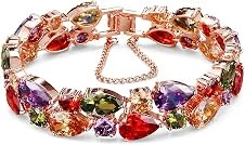 Bracelete Feminino Luxuoso com Zircônias Premium "Elegant Colors" – Design Clássico e Elegante, Acabamento Premium em Cobre – Pulseira de Alta Sofisticação para Mulheres Estilosas – 17cm ou 19cm – Acompanha Bolsa de Veludo