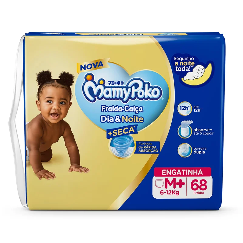 MamyPoko Fralda-Calça Dia&Noite M 68 Unidades