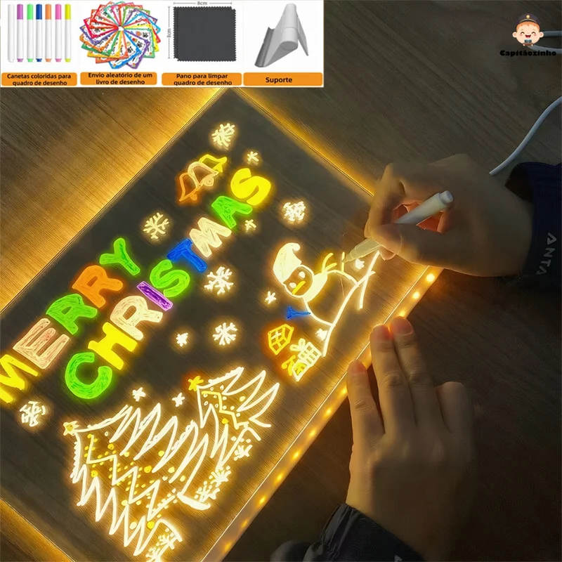 Luminária Led Escrever De Caneta Lousa Quadro Mesa Anotações