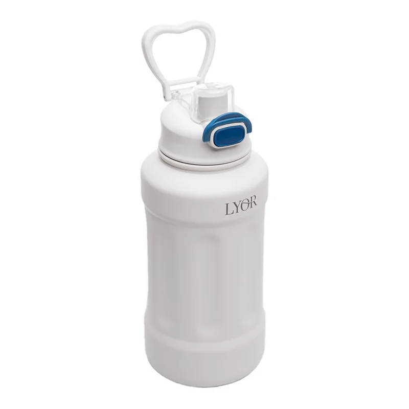 LYOR - Garrafa Térmica de Aço Inox com Alça Adventure Branca 1L - Mantém Bebida Quente ou Fria de 08-12 Horas