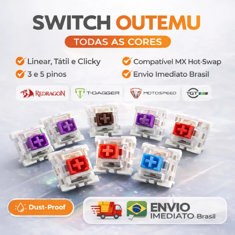 Switch Outemu Para Teclado Mecânico Diversas Cores Blue Red Brown Green Purple - Frete Grátis