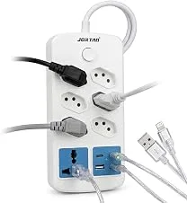 Filtro de Linha Extensão Elétrica de 6 Tomadas 2 Entradas USB + 2 Entradas Tipo C Bivolt 2 Metros 12w 2.4a JadeVic