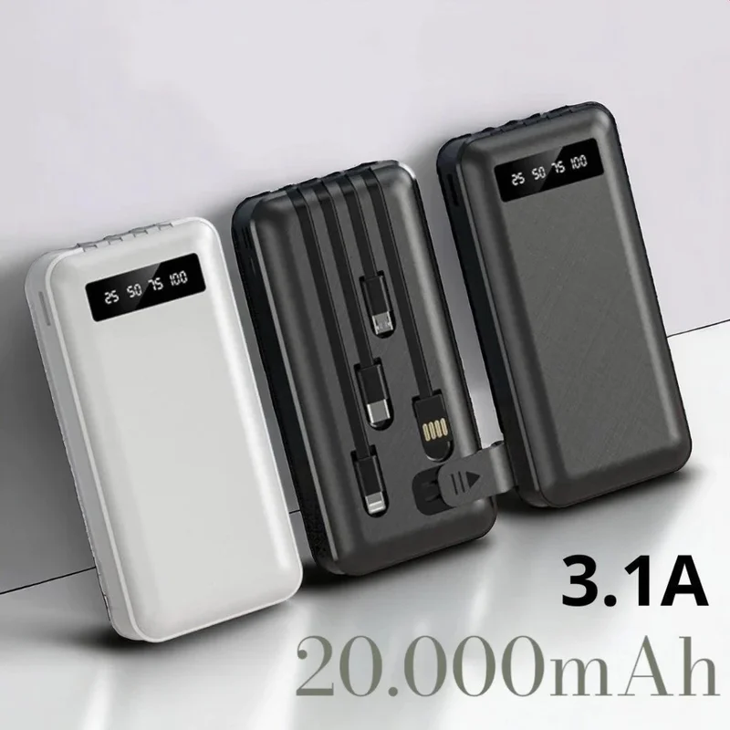 Carregador Power Bank Portátil de celular 20000mah Universal Saida 4 Cabos Cherrygo