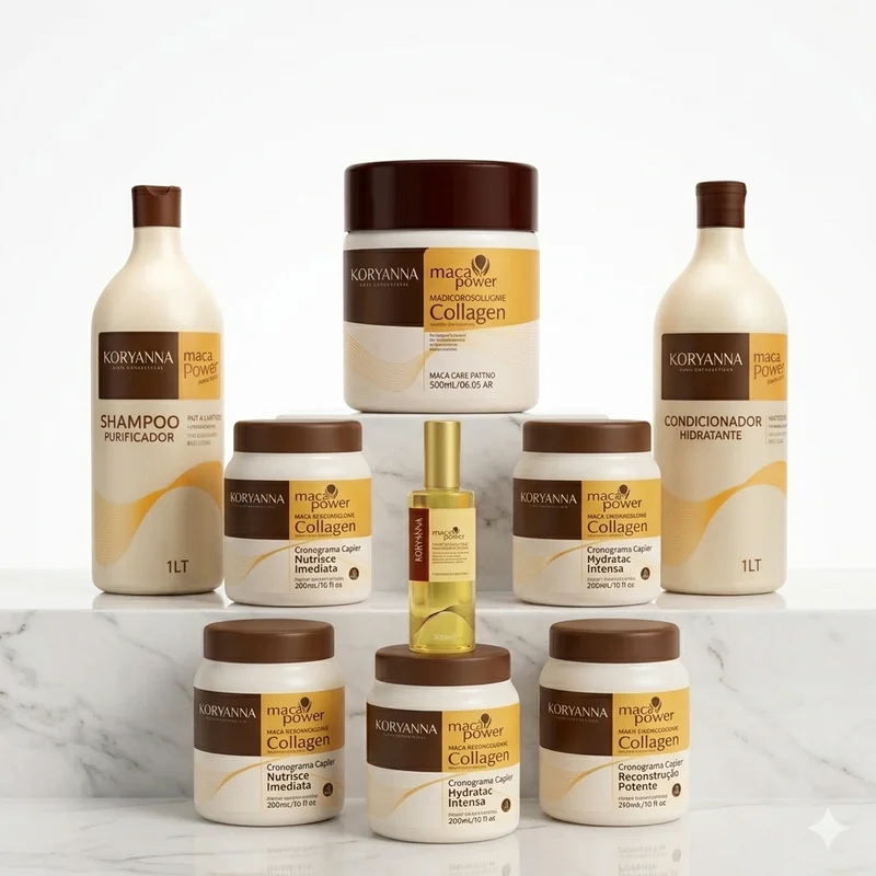 Kit Maca Power Completo com 7 Produtos – Cronograma Capilar + Máscara 500g, Shampoo 1L, Condicionador 1L Reparador 50ml