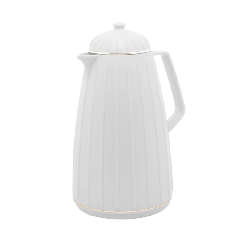 WOLFF - Garrafa Térmica De Plástico Carrossel Branca 1L - Para Café, Leite, Chás e Água