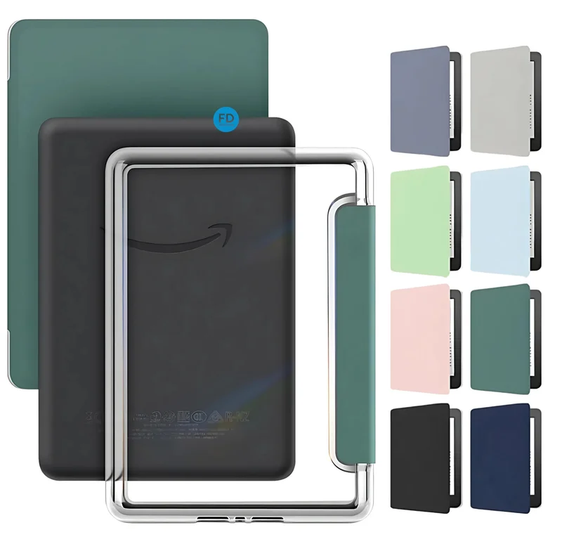 Capa Capinha Case para Kindle Paperwhite 12ª Geração e Kindle Colorsoft 7 Polegadas (SA569P, SA568B, SA58CB, SA59CP) com Função Ativa e Desativa Tela e Fundo em Acrílico - FD Acessórios (Verde Claro)