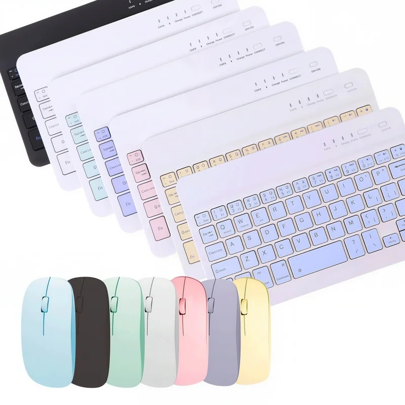 Teclado e Mouse Bluetooth Recarregável, Compatível com Smartphone, Notebook e Tablet, Sem Fio e Prático.