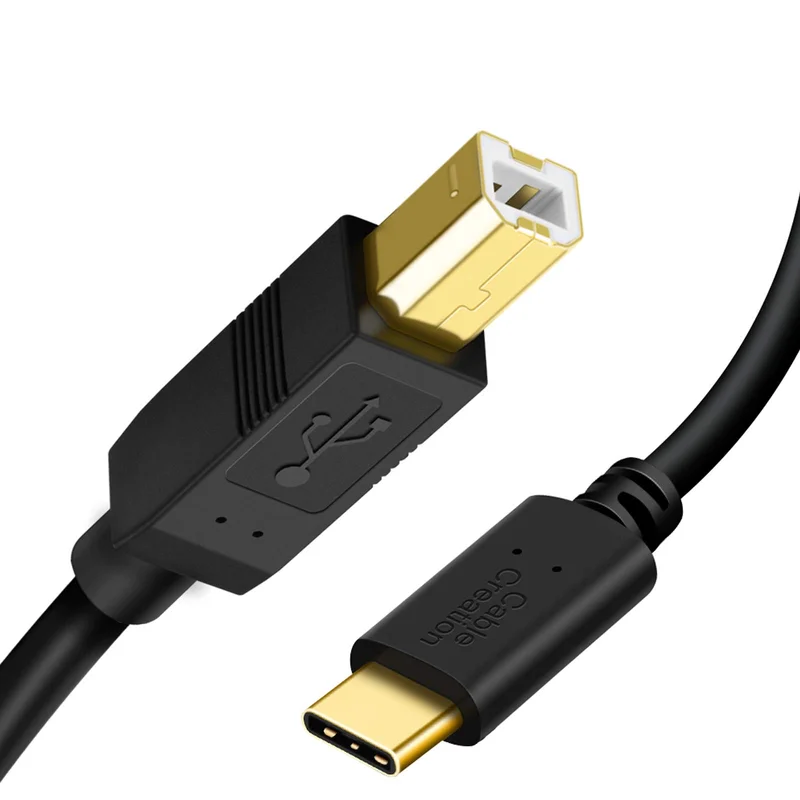 CableCreation Cabo USB B para USB C para impressora, 2 metros, cabo Tipo B para Tipo C para MacBook Pro, Air, cabo MIDI para piano digital Yamaha Casio, controlador de DJ, DAC, preto