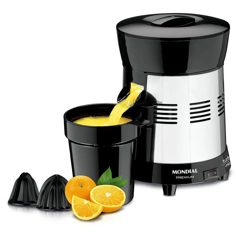 Extrator de Sucos Turbo Premium Mondial Preto e Inox 250W E-10
