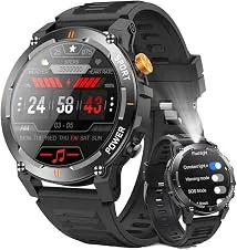 Relógio Inteligente Militar Masculino com Luzes de Emergência, Tela HD de 1.52", 20 Dias de Chamadas Bluetooth, Bateria 500mAh, Lanterna, Bússola, Esportes ao ar Livre Smartwatch para iOS e Android