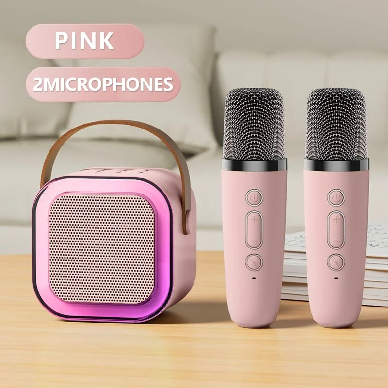 Caixa De Som C/ Microfones Alto-falante Bluetooth Karaoke com Microfone Luz ambiente RGB✨