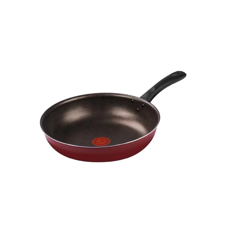 Frigideira Wok Facilita Vermelho 28cm com Antiaderente Resist - Limpa Fácil e Dura Mais, reforçado com partículas minerais, Thermo-Sinal e Cabos Reforçados