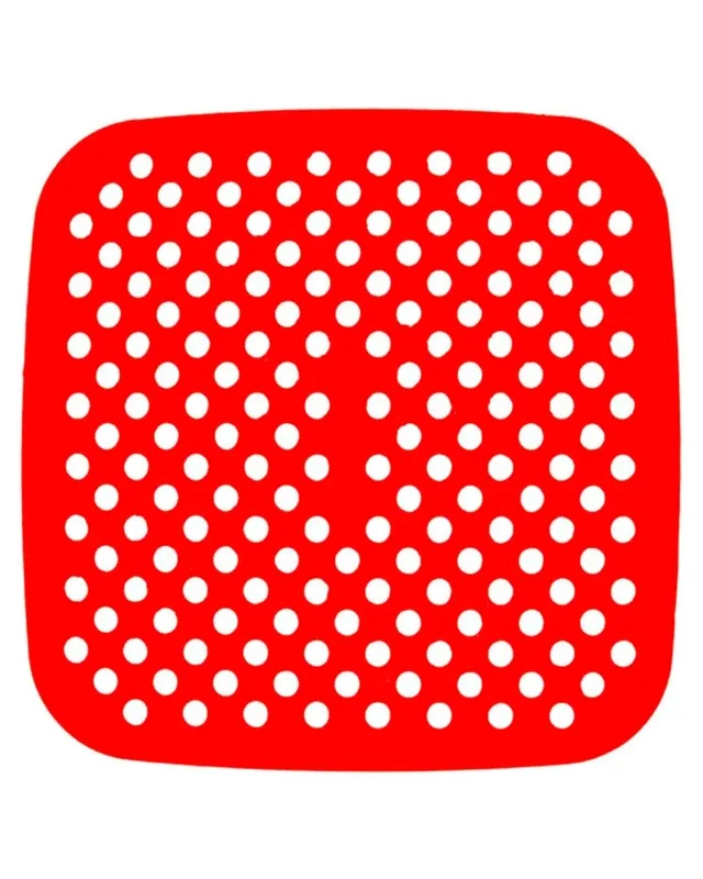 Tapete Protetor de Silicone Reutilizável para Air Fryer | Protetor Antiaderente Resistente ao Calor | Vermelho, Preto ou Cinza (Envio Sortido)