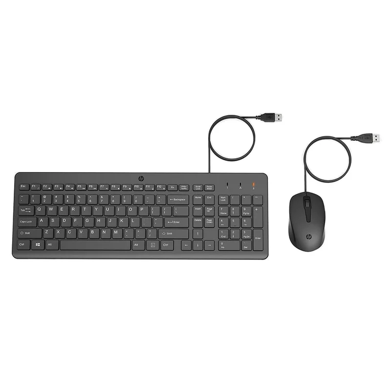Combo de Teclado e Mouse USB HP 150 - Plug and Play, com Digitação Silenciosa, Confortável e Precisa, Mouse com DPI de 1600, Layout ABNT2, Preto (240J7AA)