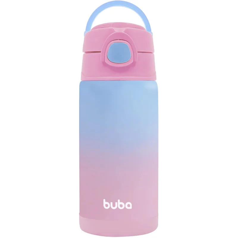 BUBA Copo Termico Parede Dupla Com Canudo - Rosa