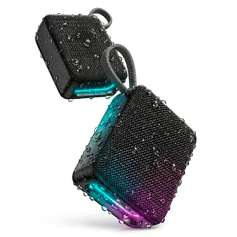 Caixa de Som Bluetooth Portátil 8h de Reprodução, RGB Dinâmico, Bluetooth 5.3, resistente a Água e Poeira, Som Hi-Fi, Entrada Aux/TF/TWS, USB-C