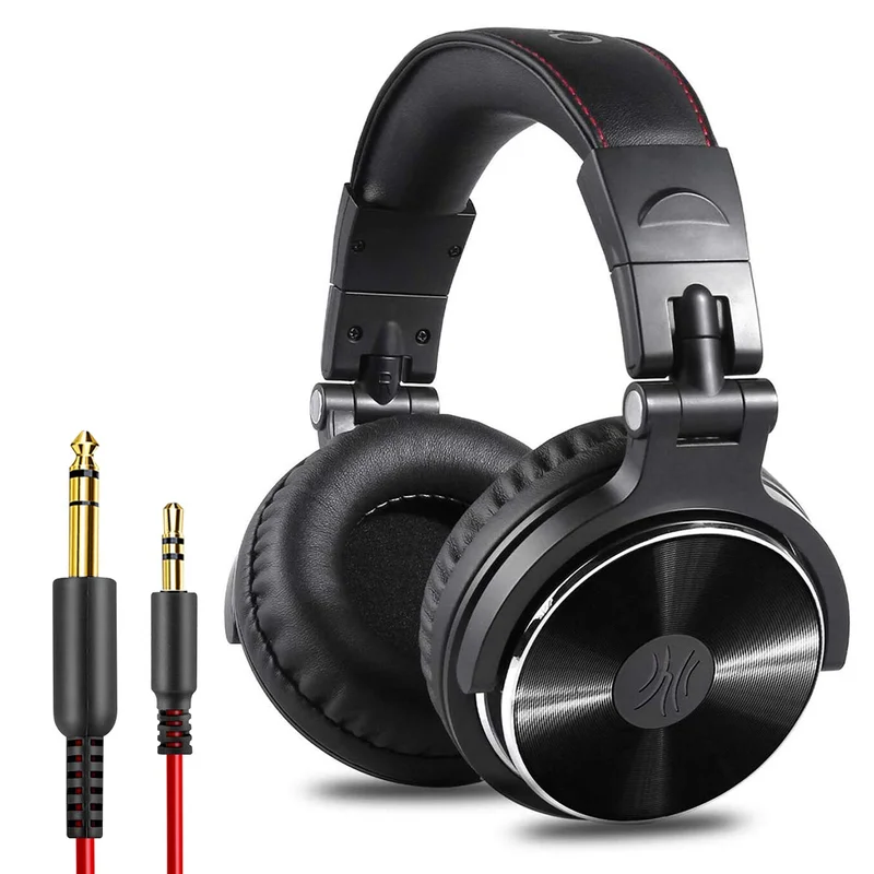 Fone de Ouvido P/Estúdio DJ OneOdio Pro-10 Black, Falante 50mm Neodimio Conexão P2 ou P10 Com Microfone, Cabo Destacável, Preto, Grande