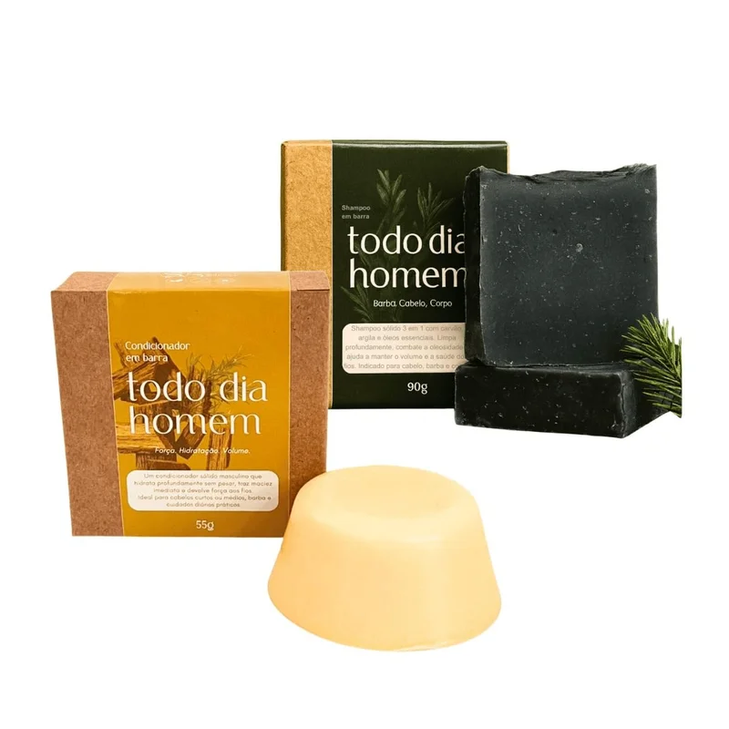 Senhor Saboeiro Kit Masculino Shampoo Anticaspa 3 em 1 e Condicionador Fortalecedor com Óleos Essenciais
