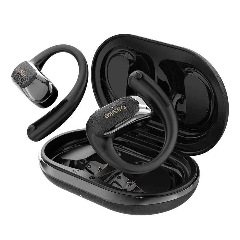 Basike Fone sem Fio OWS Bluetooth 5.4, Fone de Ouvido Bluetooth, Som Estéreo HD, Cancelamento de Ruído, Bateria de 24h, Compatível com Android/iOS/HarmonyOS para Corrida e Fitness(Preto)