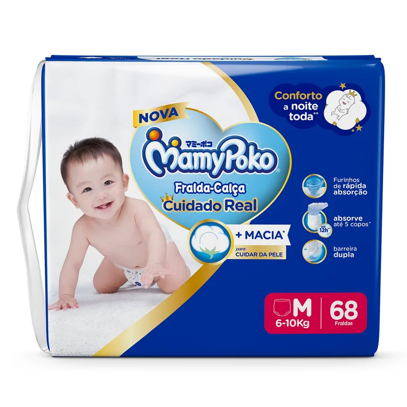 MamyPoko Fralda-Calça Premium Seca M 68 Unidades